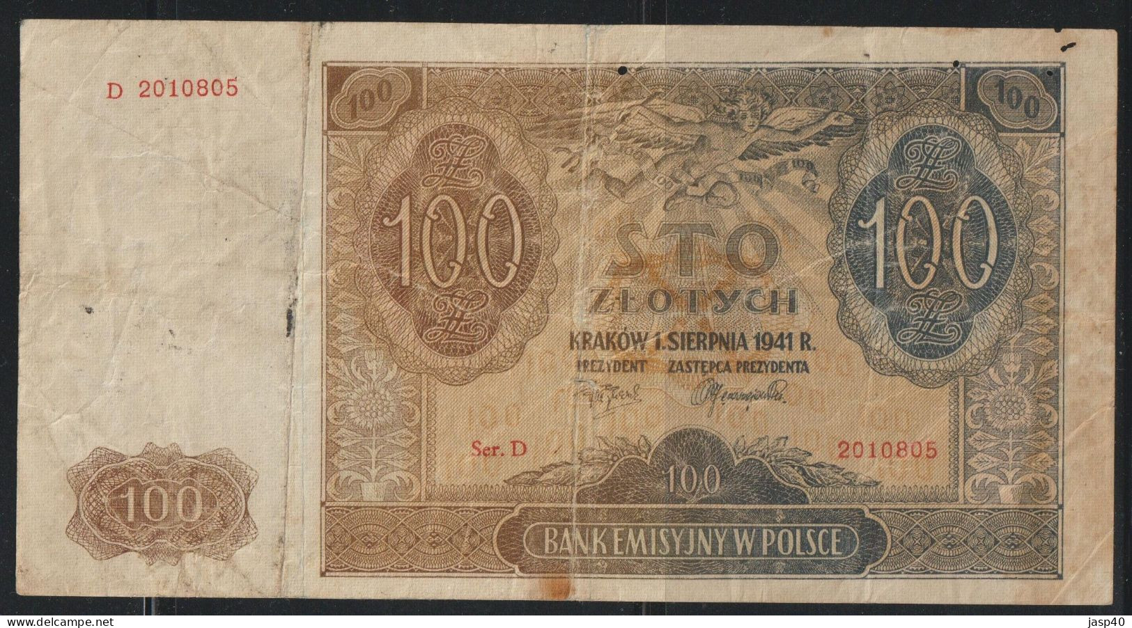 POLONIA - 100 ZLOT DE 1941 - Poland