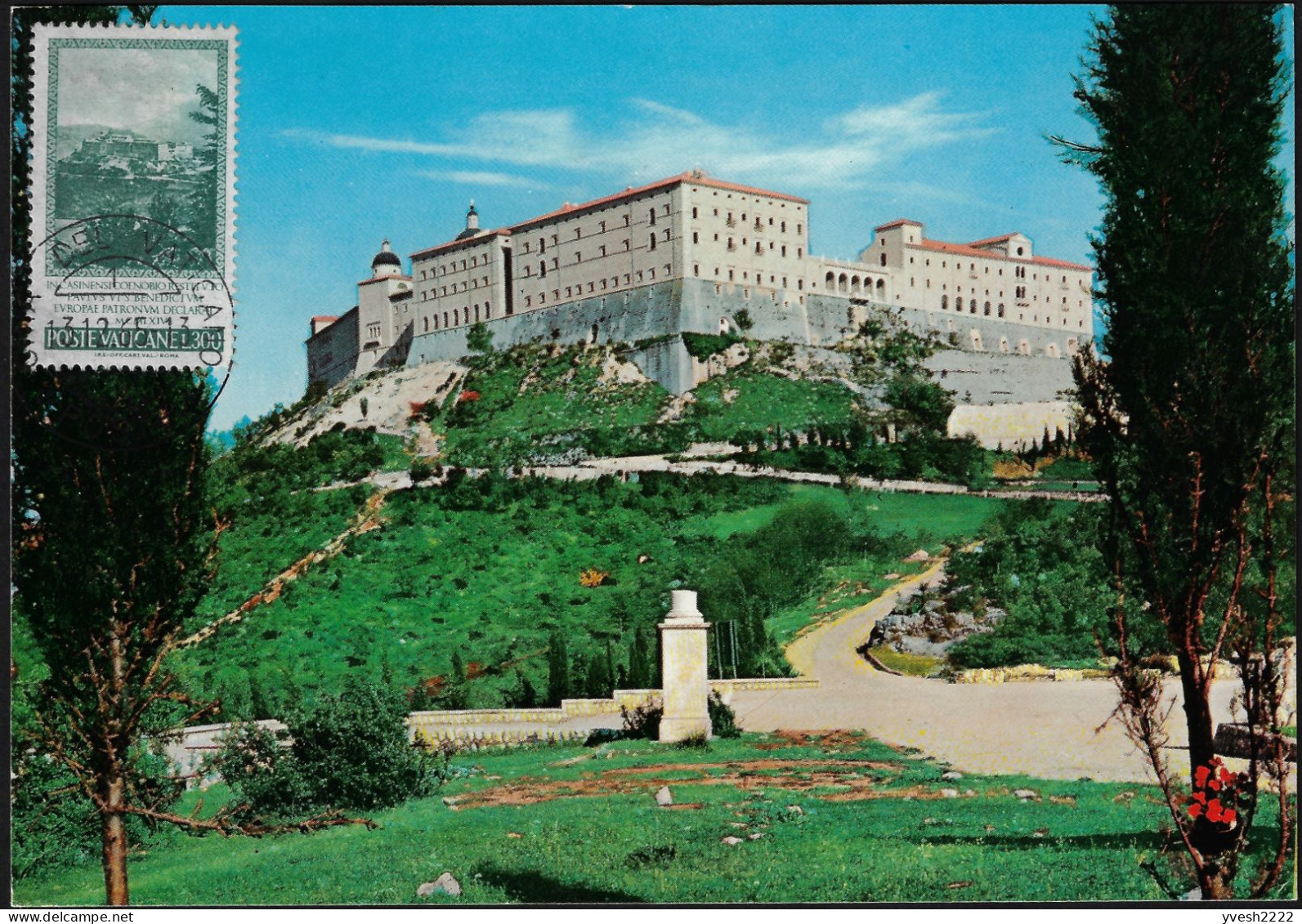 Vatican 1965 Y&T 433 Sur Carte Maximum. Abbaye Du Mont-Cassin, Montecassino - Abadías Y Monasterios