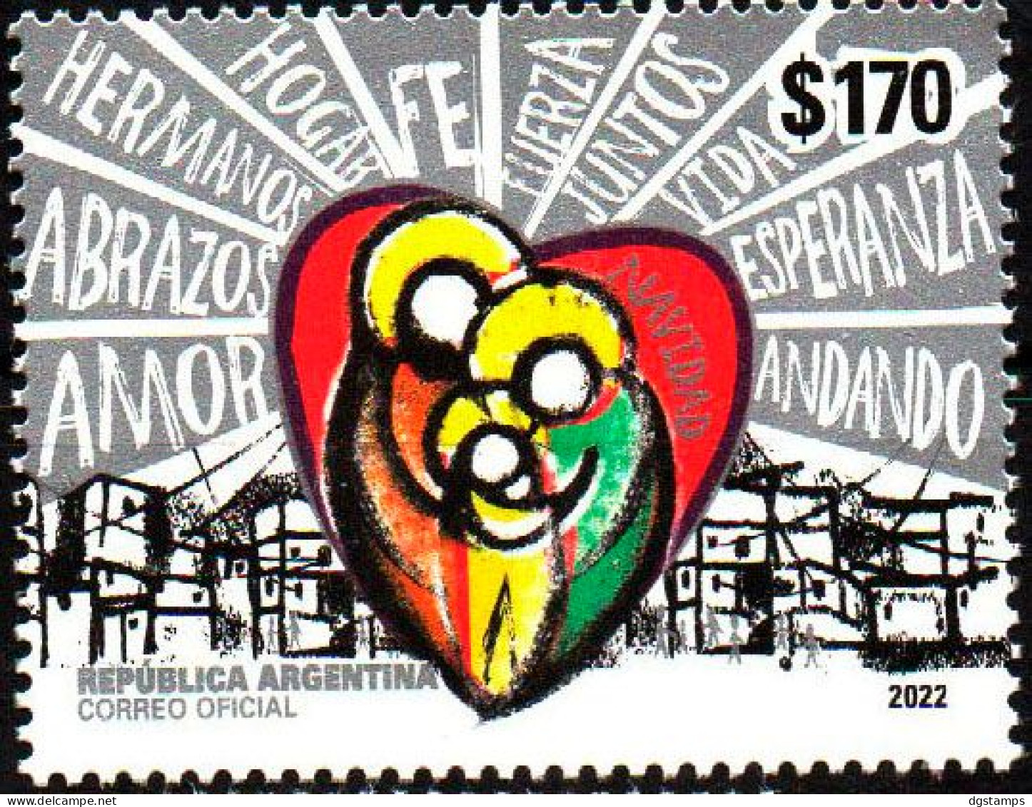 Argentina 2022 ** Christmas: Holy Family In A Heart. Love, Hug, Brother, Home, Faith, Strength, Together, Life, Hope.... - Unused Stamps