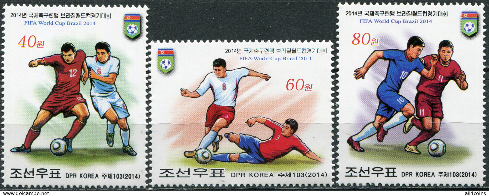 Korea 2014. FIFA World Cup Brazil 2014 (MNH OG) Set Of 3 Stamps - Korea (Nord-)