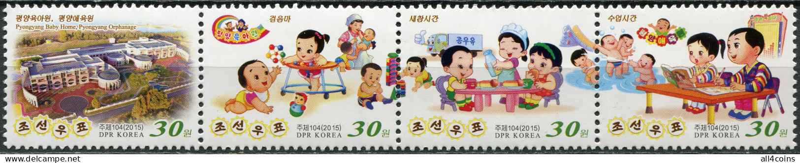 Korea 2015. Completion Of A Children's Home (MNH OG) Block Of 4 Stamps - Korea (Nord-)