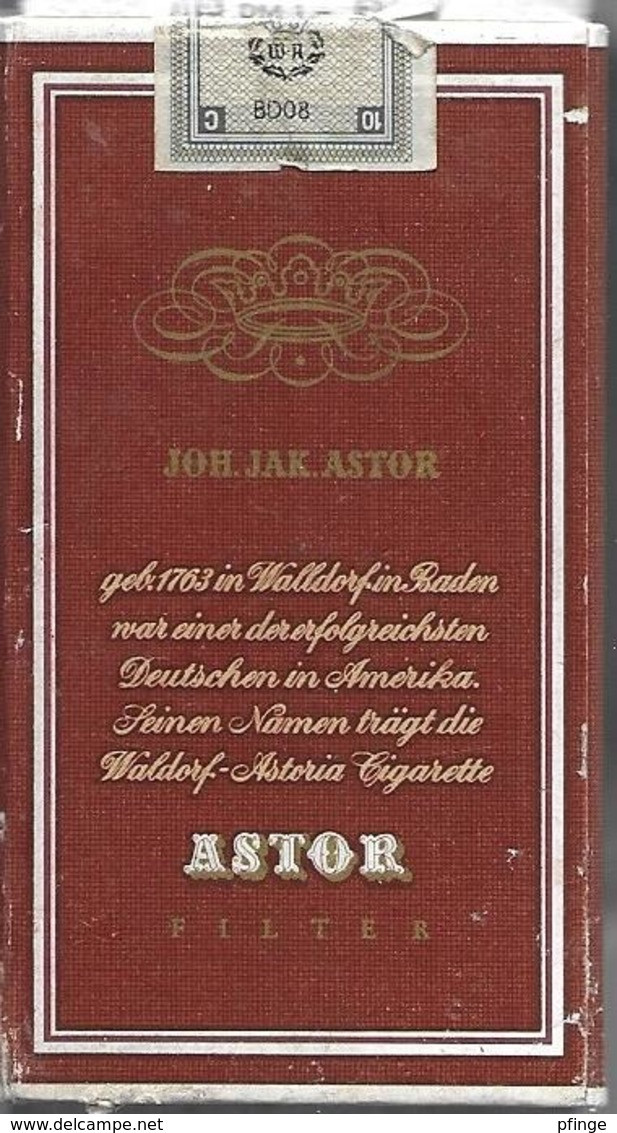 Ancien Paquet Vide En Carton De 10 Cigarettes Astor - Estuches Para Cigarrillos (vacios)