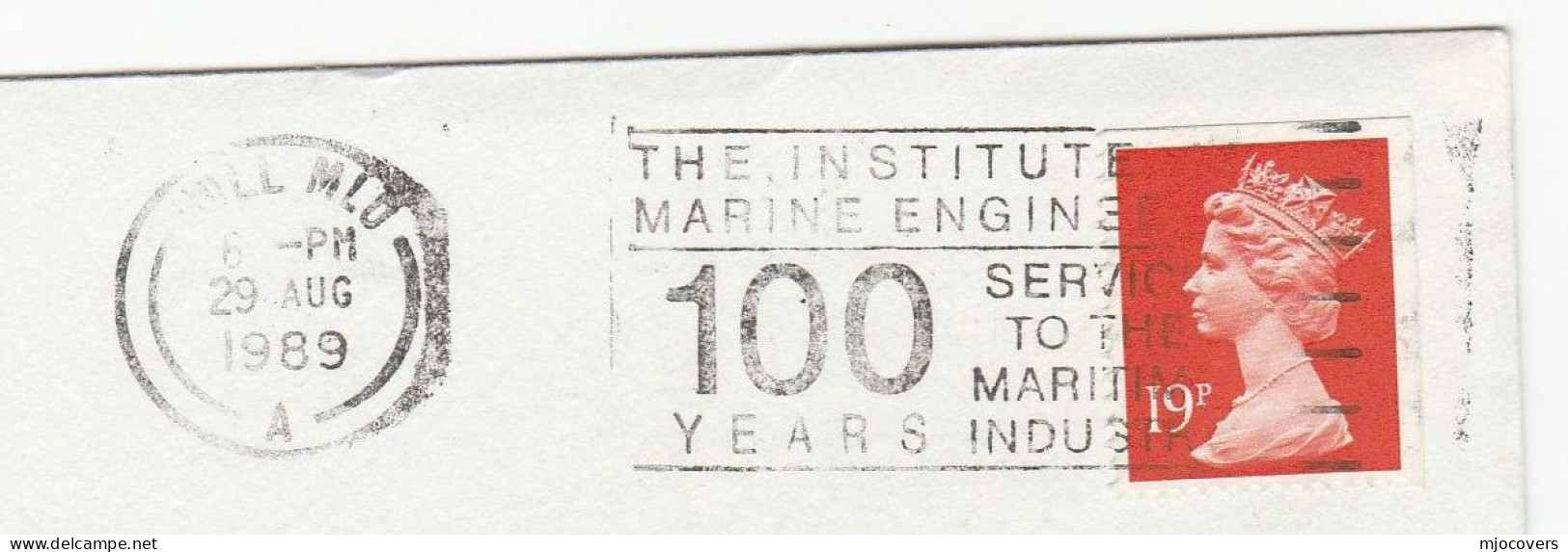 MARINE ENGINEER Inst ANNIV Slogan COVER 1989 Hull  GB Stamps Maritime Ship - Schiffe