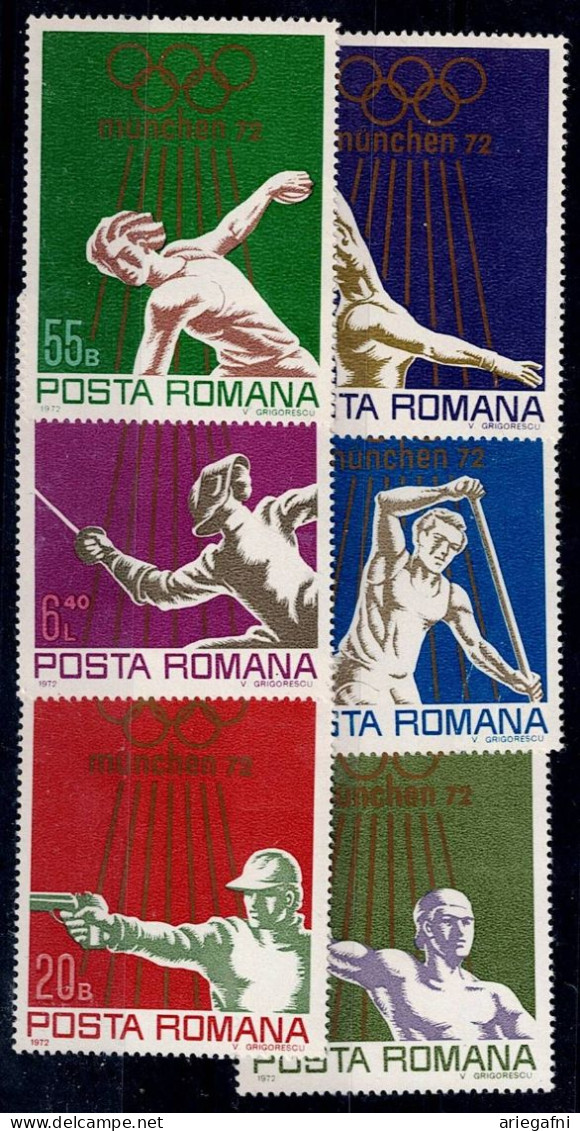 ROMANIA 1972 SUMMER OLYMPICS GAMES MUNCHEN MI No 3035-40 MNH VF!! - Neufs