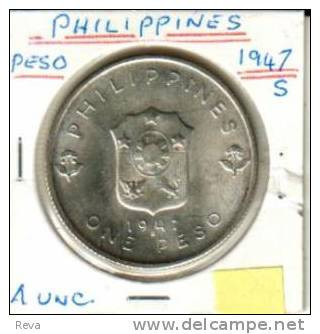 PHILIPPINES 50 CENTAVOS EMBLEM FRONT GEN. MACARTHUR LIBERATOR BACK 1947 UNC AG SILVER KM184 READ DESCRIPTION !! - Filippijnen