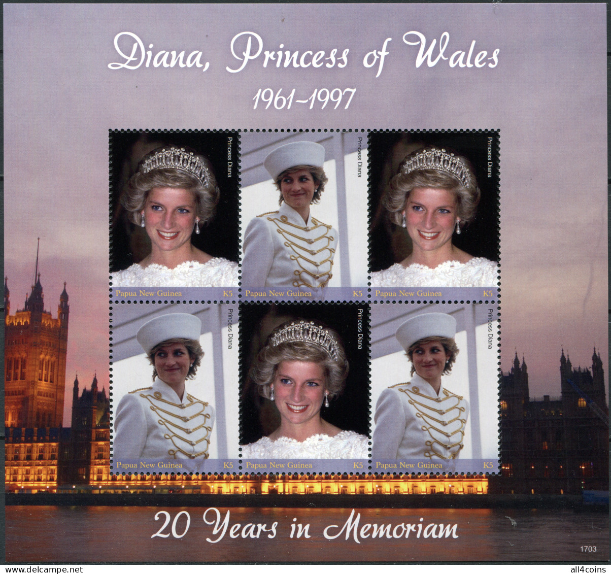 Papua New Guinea 2017. Diana - Princess Of Wales (MNH OG) Miniature Sheet - Papouasie-Nouvelle-Guinée