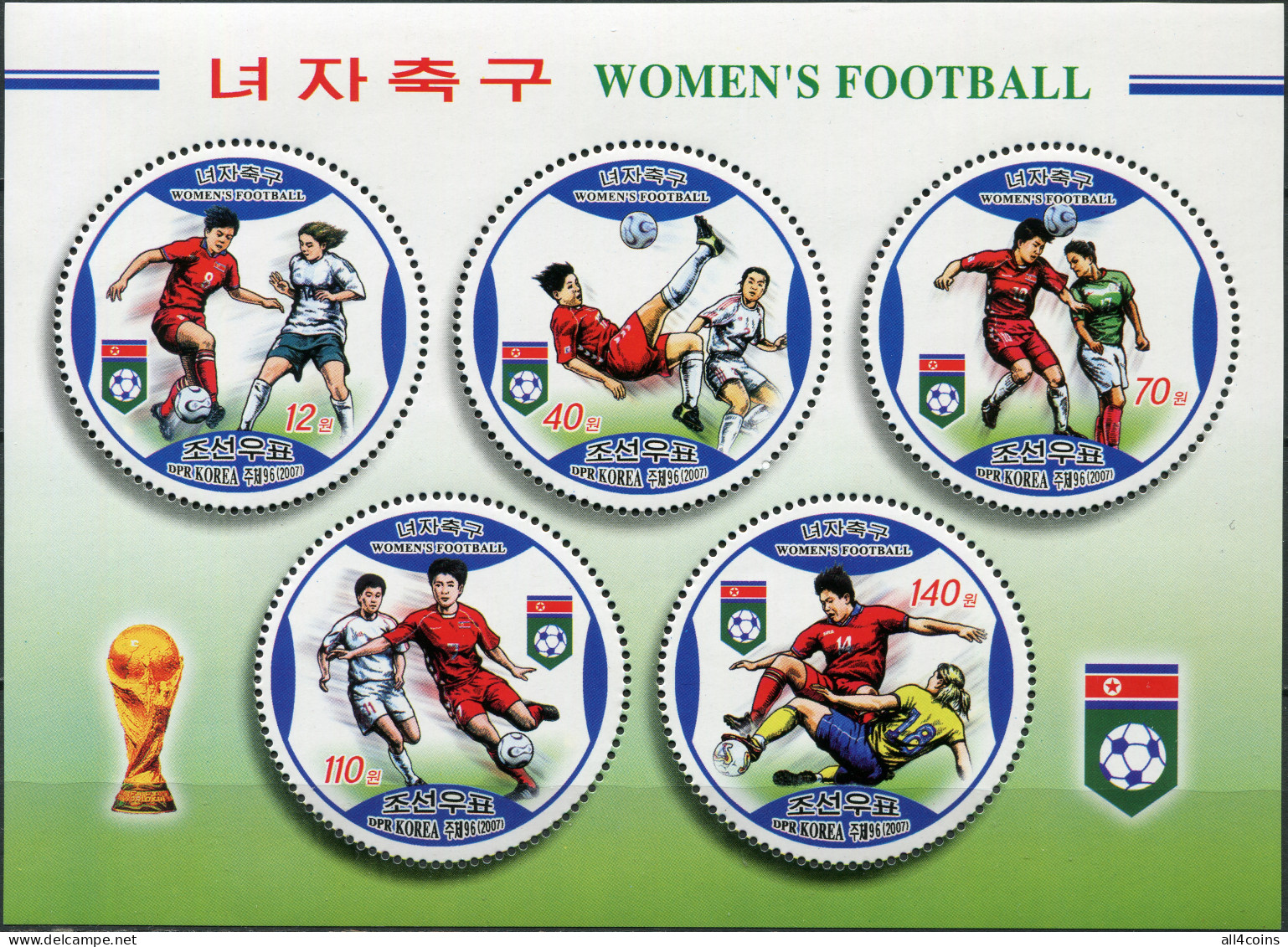 North Korea 2007. Football World Cup Of Women, China (MNH OG) Miniature Sheet - Korea (Nord-)