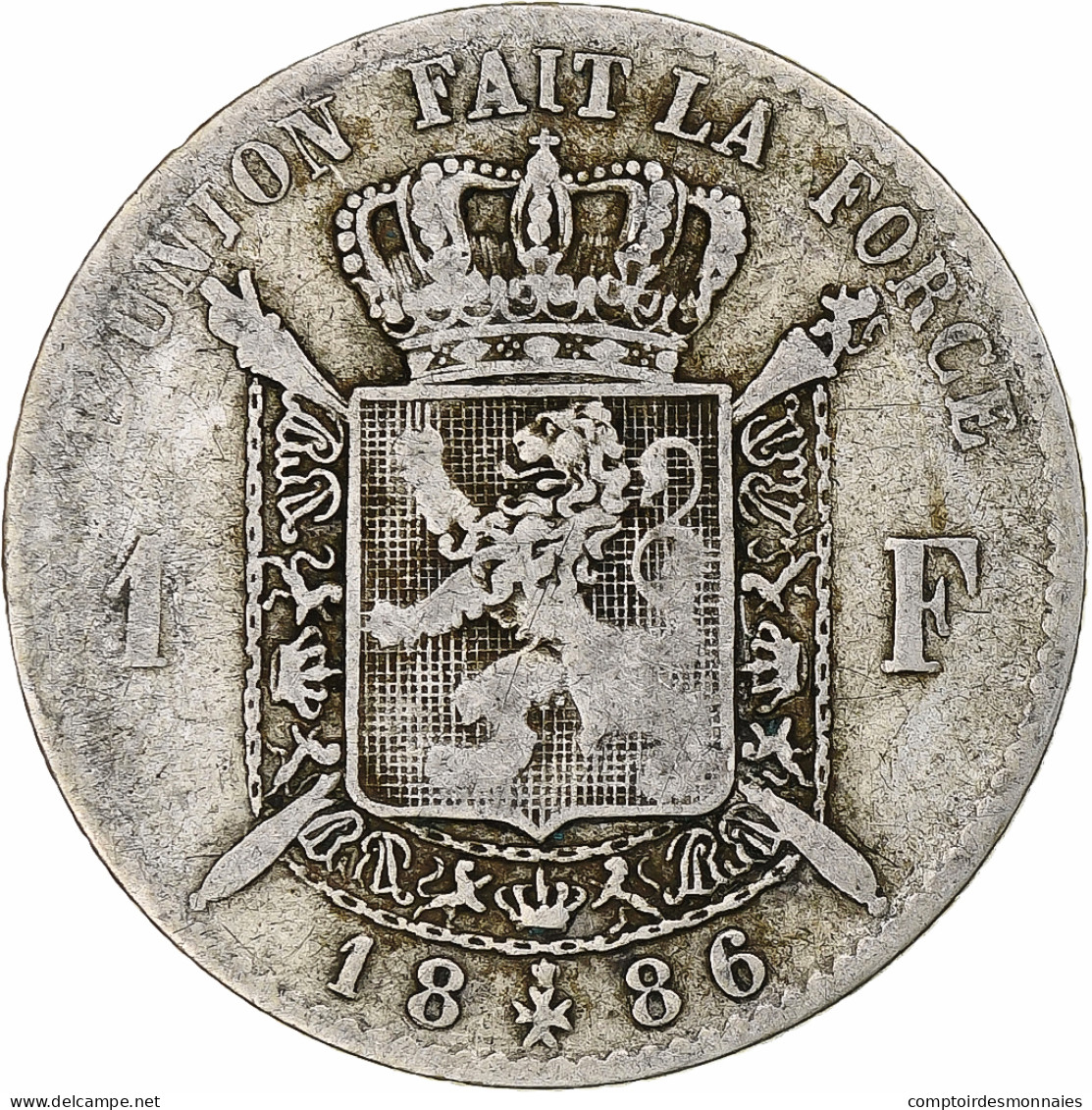 Belgique, Leopold II, Franc, 1886, Bruxelles, Argent, TB, KM:28 - 1 Franc