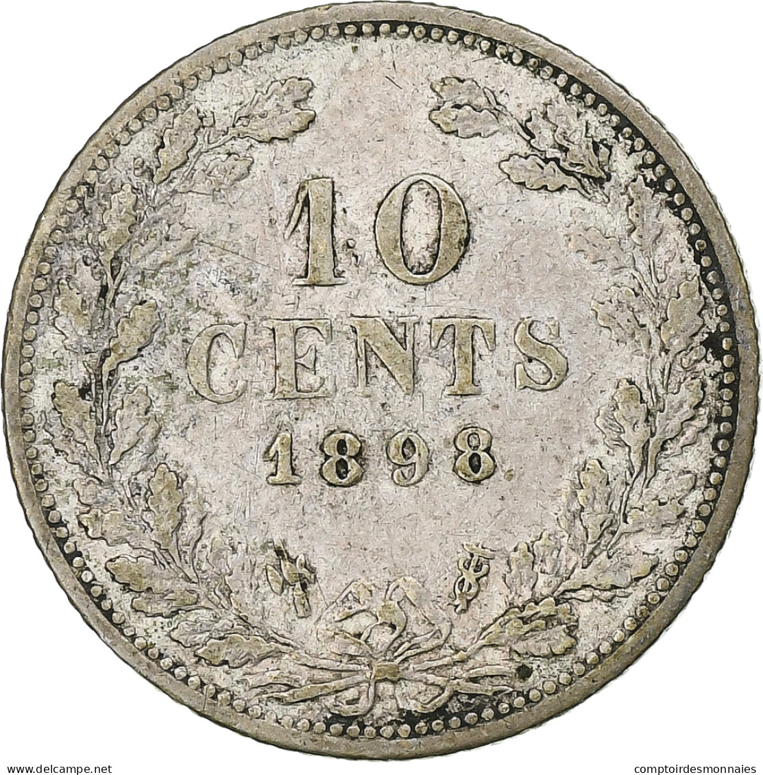 Pays-Bas, Wilhelmina I, 10 Cents, 1898, Utrecht, Argent, TB - 10 Cent