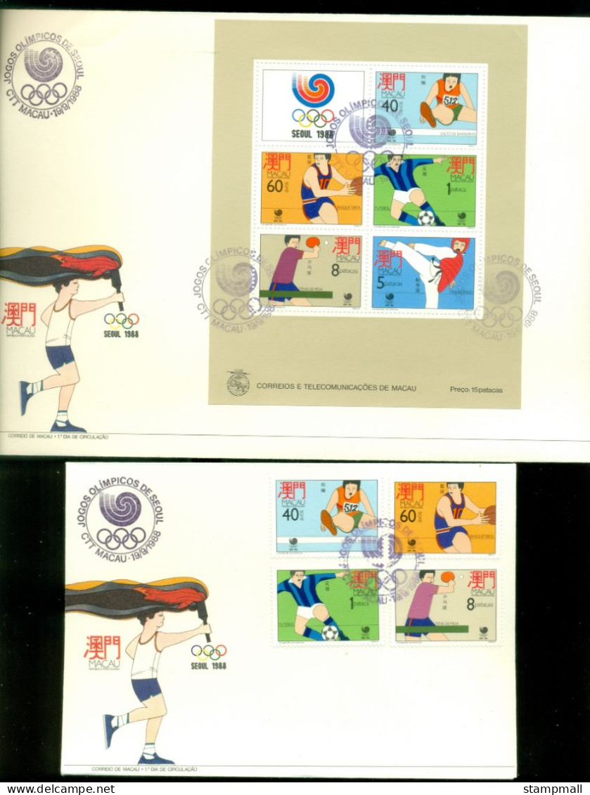 Macau 1988 Summer Olympics Seoul + MS 2xFDC(XL) - FDC