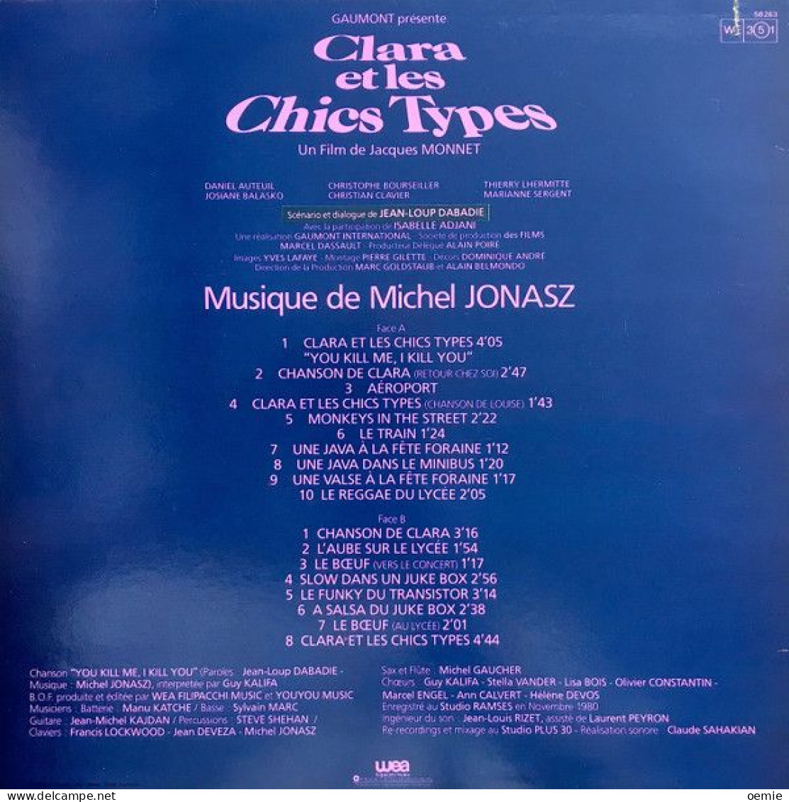 BANDE ORIGINALE  DU FILM  CLARA ET LES CHICS TYPES MUSIQUE DE MICHEL JONASZ - Filmmuziek