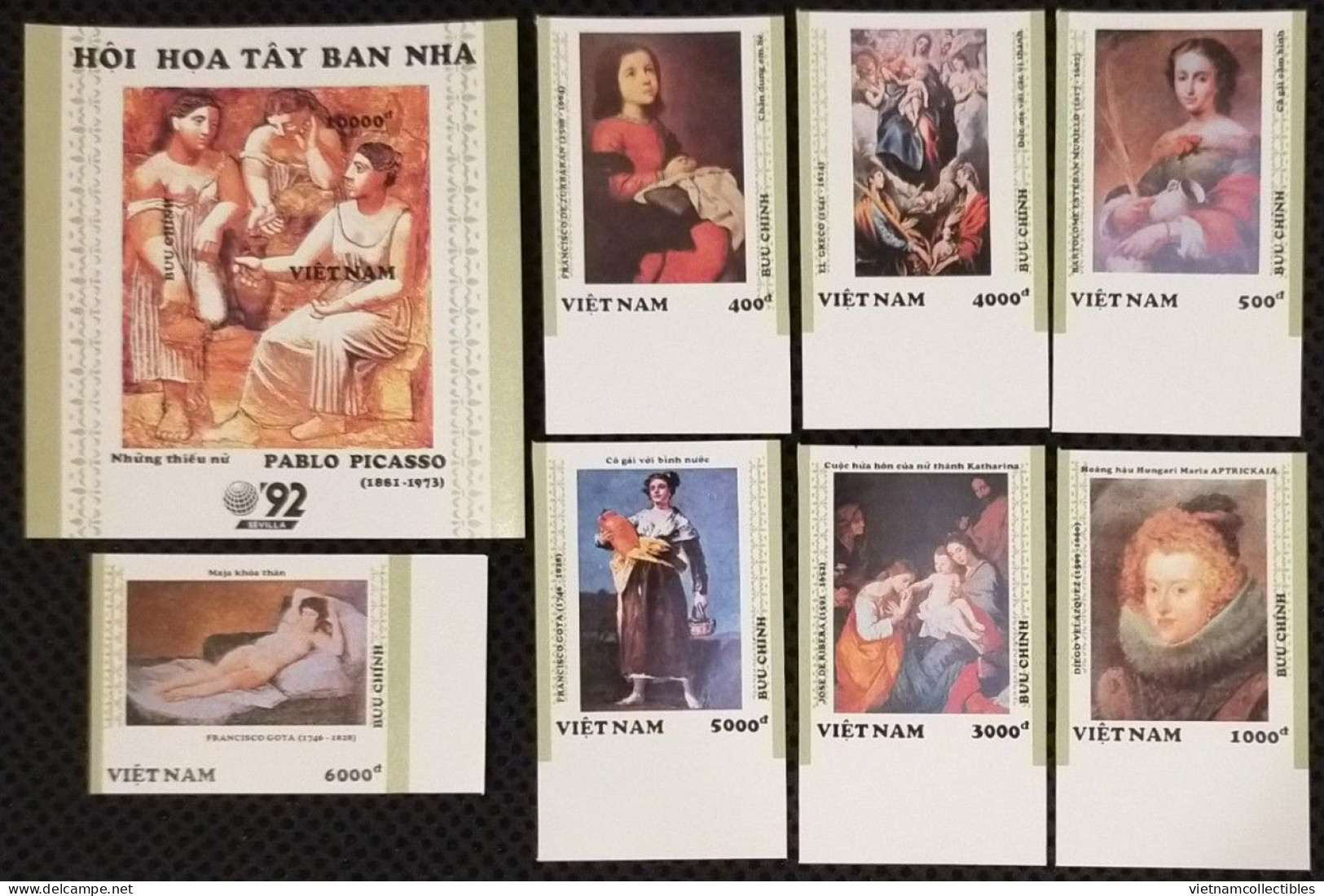 Vietnam Viet Nam MNH Imperf Stamps & SS 1992 : Spanish Art Paintings / Nude Painting Of Goya / Picasso (Ms644) - Vietnam