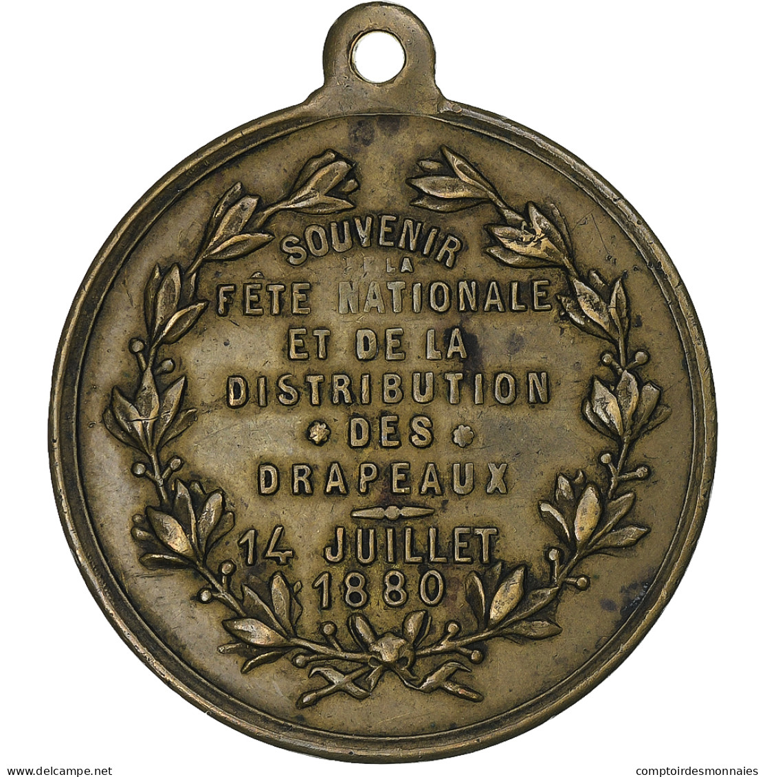 France, Médaille, Fête Nationale, 1880, Laiton, TTB+ - Other & Unclassified