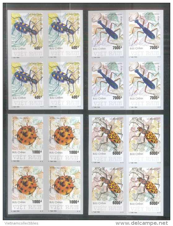 Blocks 4 Of Vietnam Viet Nam MNH Imperf Stamps 1994 : Beetles / Insect (Ms688) - Vietnam