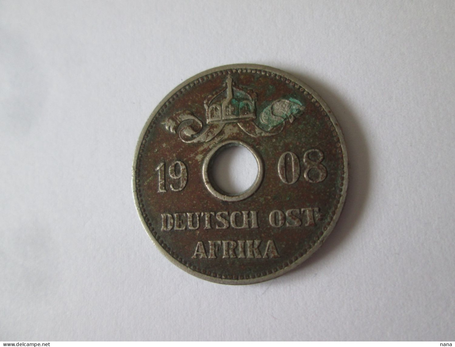 Rare! Germany East Africa 10 Heller 1908 J Coin Mintage Rare=12 000 Pieces See Pictures - África Oriental Alemana