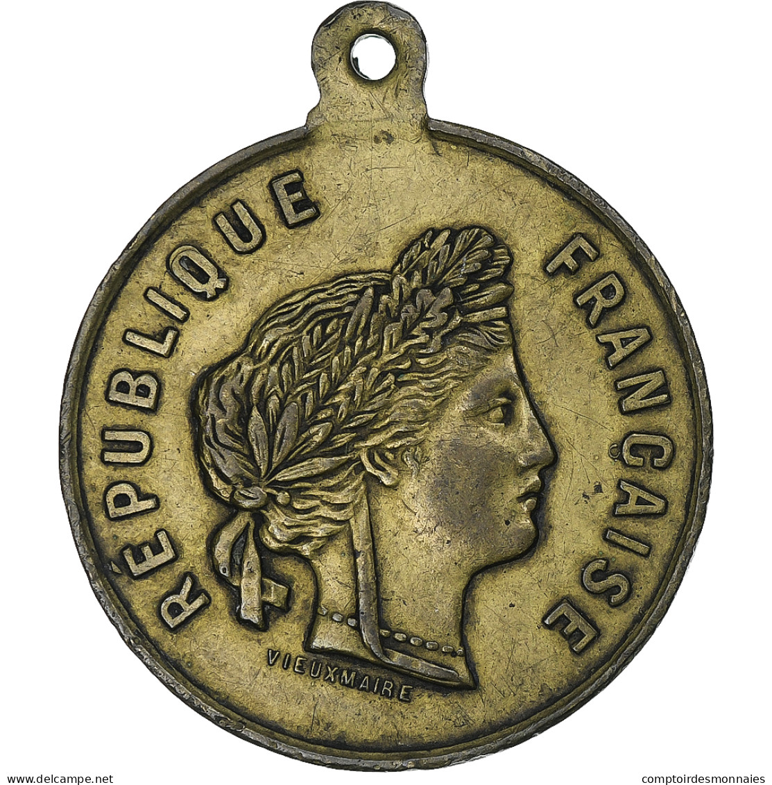 France, Médaille, Concours De Gymnastique De Roubaix, 1887, Laiton, Vieuxmaire - Other & Unclassified