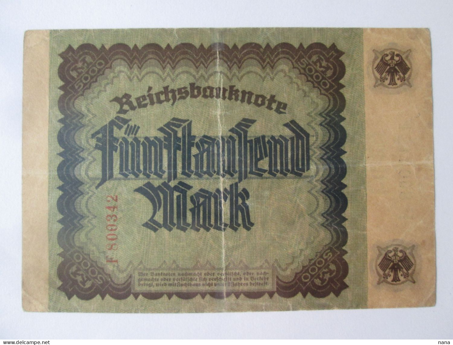 Germany 5000 Mark 1922 Berlin Banknote - 20 Mark