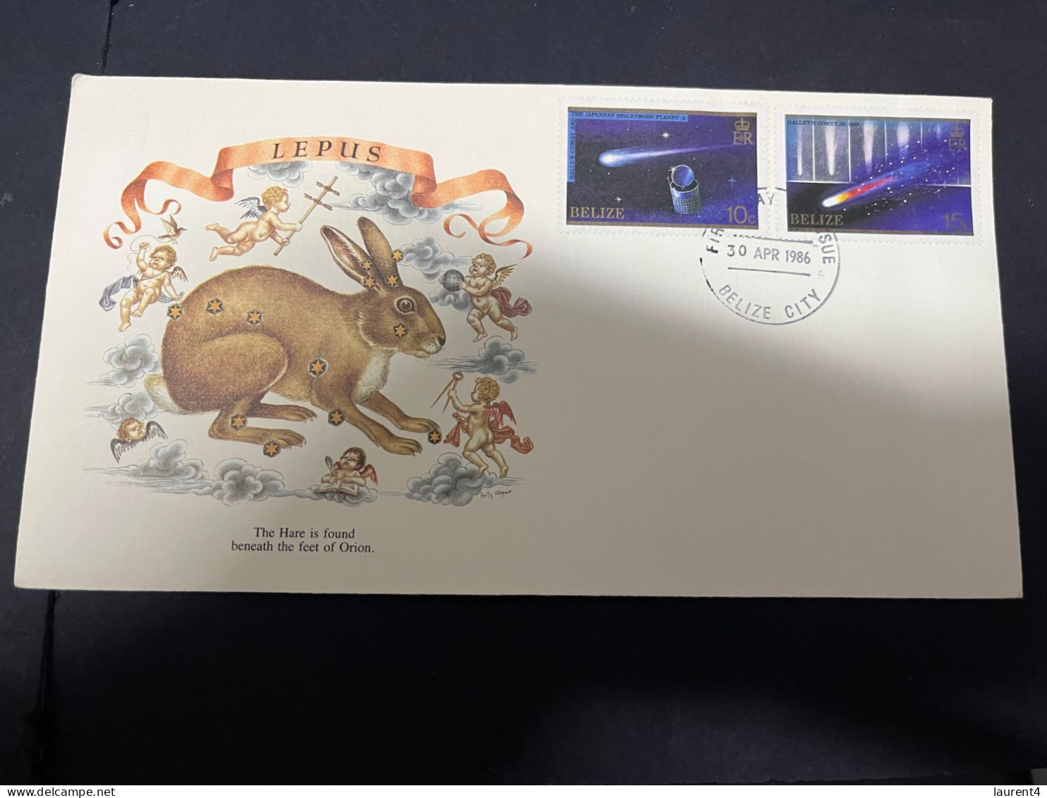 1-4-2024 (4 Y 38A) Belize Stamp For LEPUS (Halley's Comet) Fleetwood FDC - Sonstige & Ohne Zuordnung