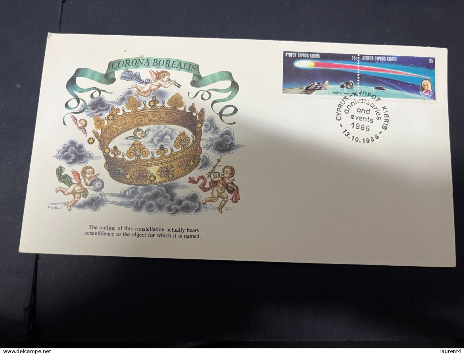 1-4-2024 (4 Y 38A) Cyprus Stamp For CORONA BOREALIS (Halley's Comet) Fleetwood FDC - Autres & Non Classés