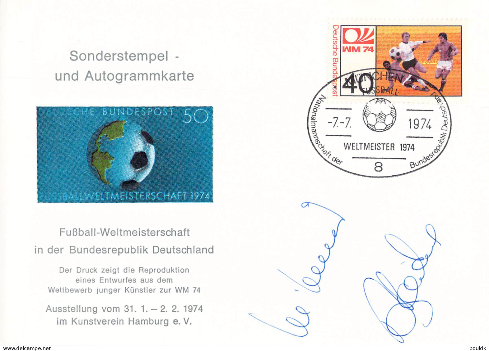 Germany Autograph Cards 1974 Germany Champions Football World Cup 1974 - Three Cards Do Not Know The Autographs - 1974 – West Germany