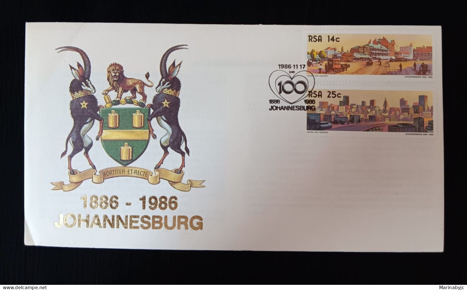 D)1986, SOUTH AFRICA, FIRST DAY COVER, ISSUE, BICENTENARY OF THE FOUNDATION OF JOHANNESBURG, FDC - Andere & Zonder Classificatie