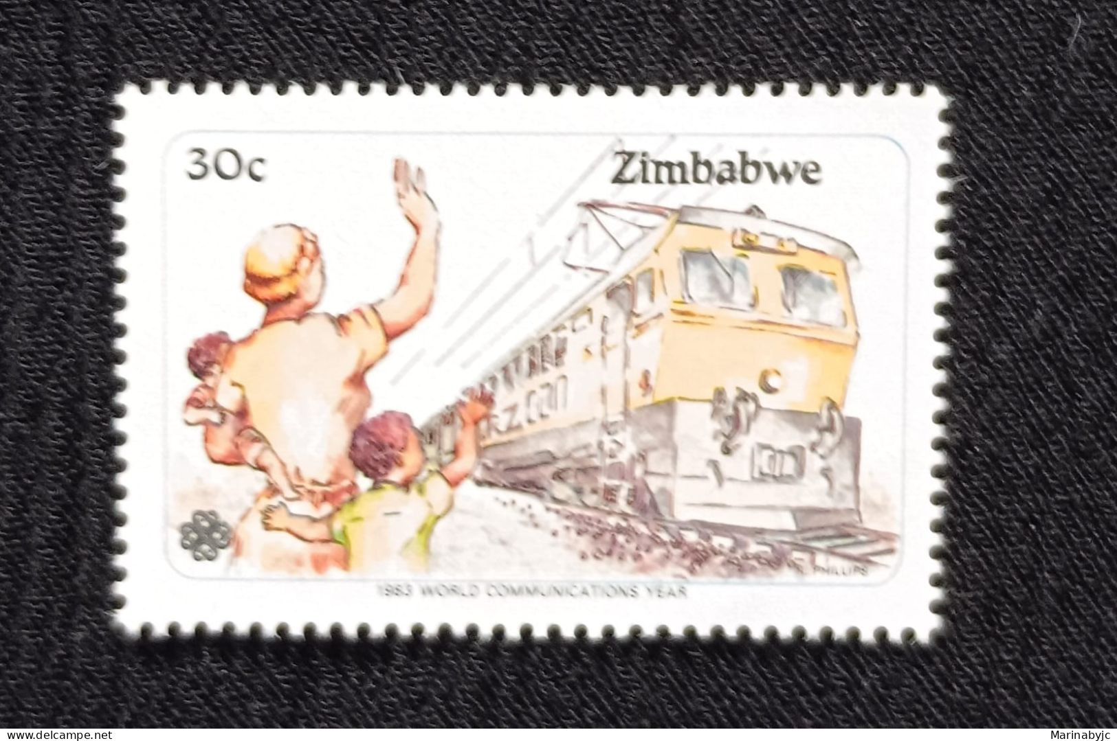 D)1983, ZIMBABWE, STAMP WORLD YEAR OF COMMUNICATIONS, TRAIN, MNH - Zimbabwe (1980-...)