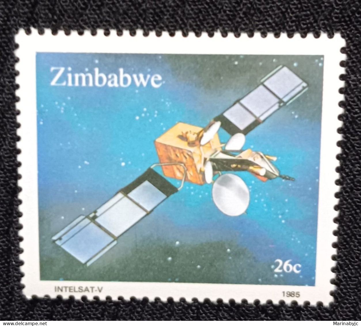 D)1985, ZIMBABWE, STAMP MAZOWE GROUND STATION, "INTELSAT V" SATELLITE, MNH - Zimbabwe (1980-...)
