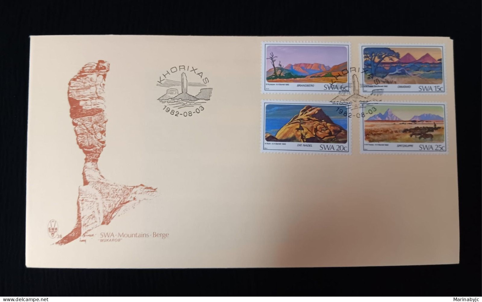 D)1982, SOUTHWEST AFRICA, FIRST DAY COVER, ISSUE, MOUNTAINS, BRANDBERG, 2573 MTS, OMATOKO 2286 MTS., DIE NADEL, MORE THA - Andere & Zonder Classificatie