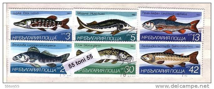 1983 Fauna FISH 6 V.- Used (O) Bulgaria / Bulgarie - Usati