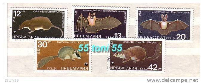 1983 Fauna WWF- Protected Mammals  5 V. (used/oblitere) BULGARIA  / Bulgarie - Used Stamps