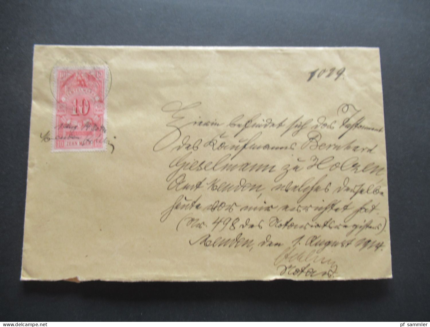 AD Preussen Stempelmarke Fiskalmarke Revenue 10 Mark / 2x Lacksiegel Königlich Preussisches Oberlandesgricht Hamm - Covers & Documents