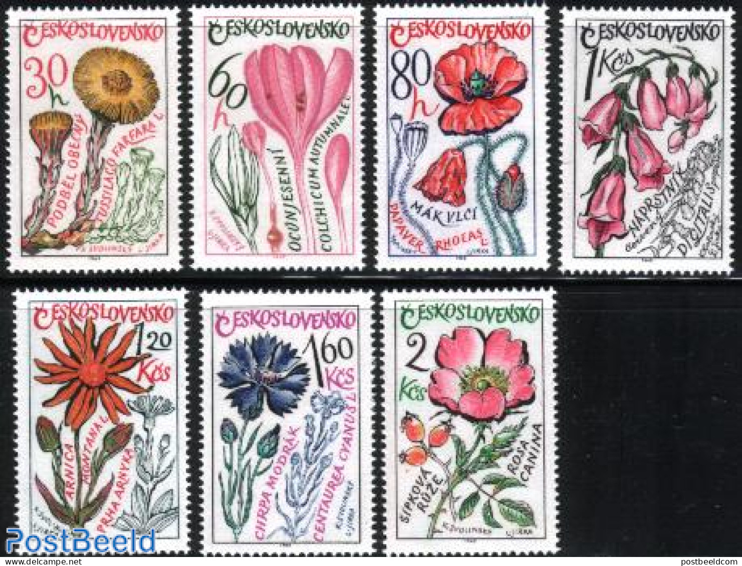 Czechoslovkia 1965 Medical Plants, Flowers 7v, Mint NH, Health - Nature - Health - Flowers & Plants - Altri & Non Classificati