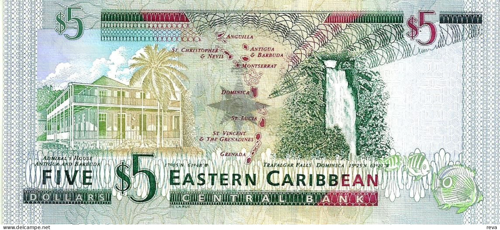 EASTERN CARIBBEAN $5 QEII HEAD WOMAN FRONT BUILDING BACK "M" MONTSERRAT ND(2003) P.42M UNC  READ DESCRIPTION CAREFULLY!! - Other - America