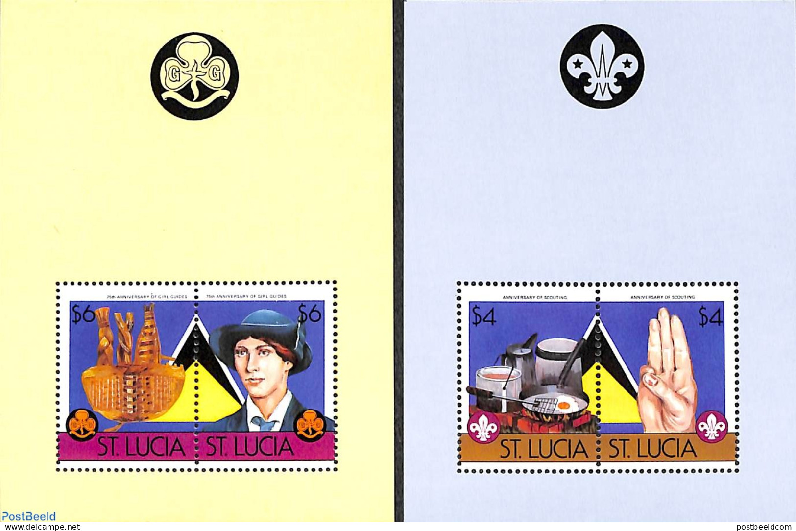 Saint Lucia 1986 Girl Guides 2 S/s (without Border Prints), Mint NH, Sport - Scouting - St.Lucia (1979-...)