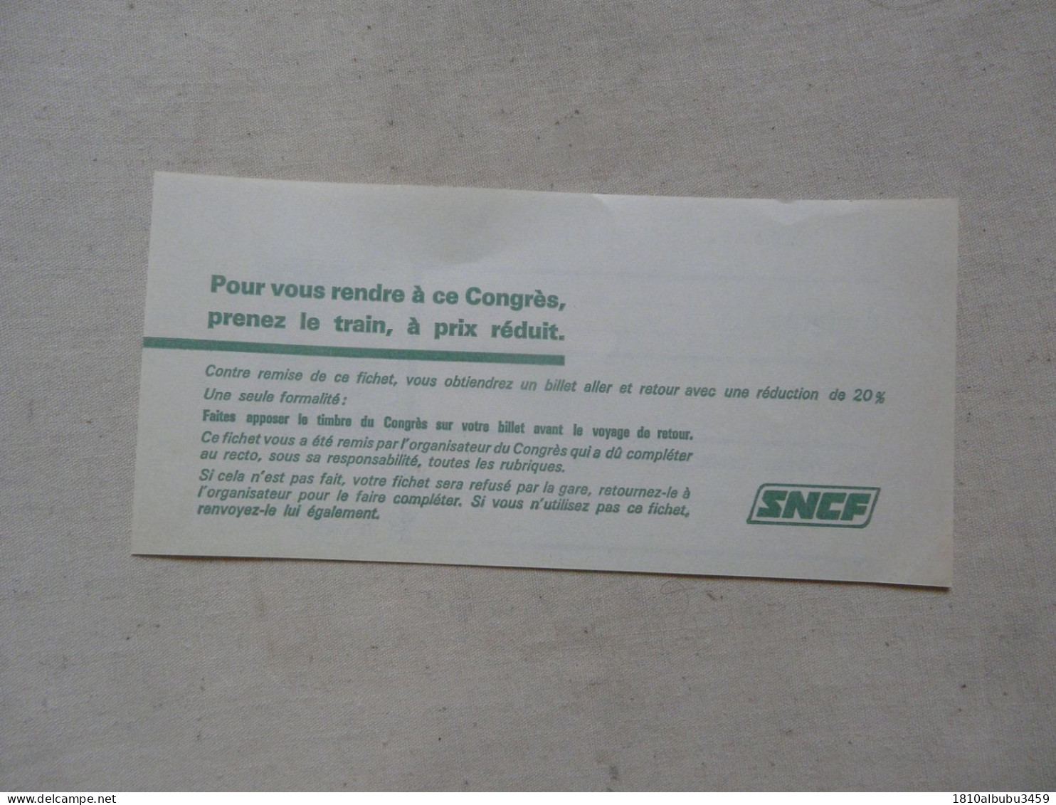 BILLET SNCF - CONGRES ASSOCIATION "RHIN Et DANUBE" - - Europa