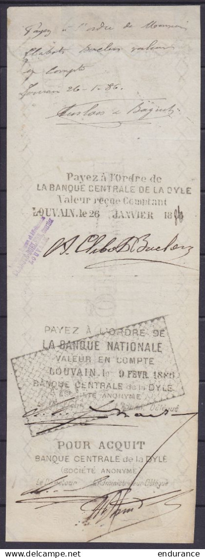 Effet De Commerce 50c Affr. N°46+39+41 Càd LOUVAIN /24 FEV 1886 Pour EECLOO - Voir Scans - 1883 Leopold II