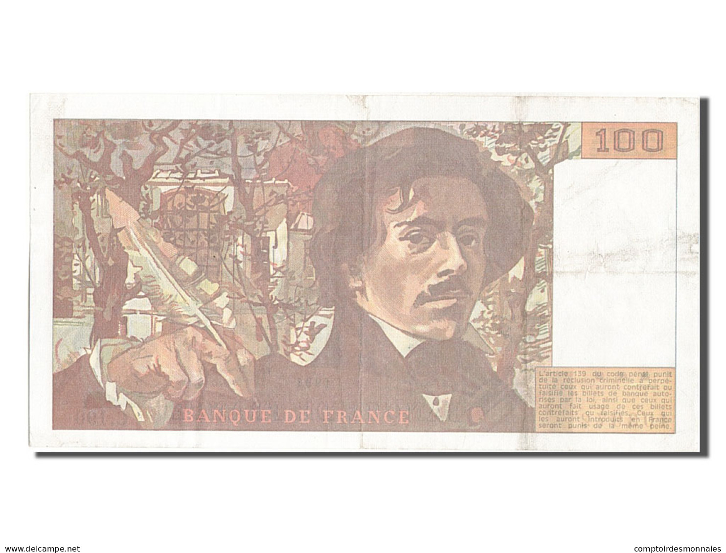 Billet, France, 100 Francs, 100 F 1978-1995 ''Delacroix'', 1991, TTB+ - 100 F 1978-1995 ''Delacroix''