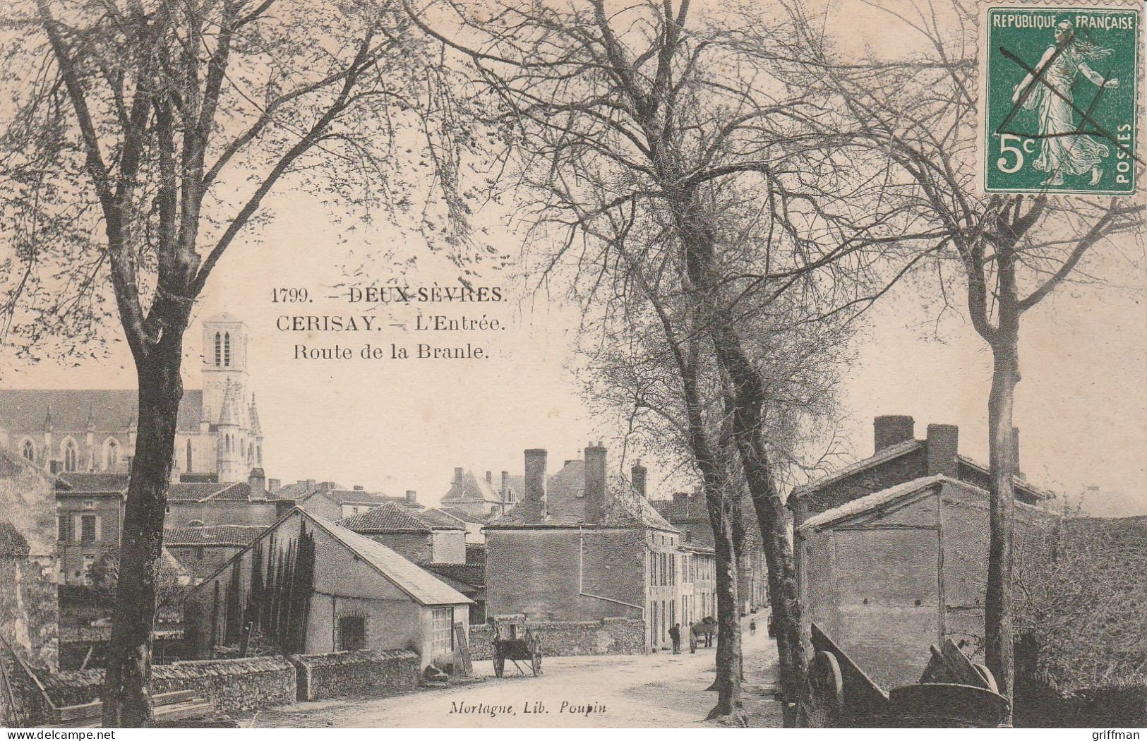 CERISAY L'ENTREE ROUTE DE BRANLE 1908 TBE - Cerizay