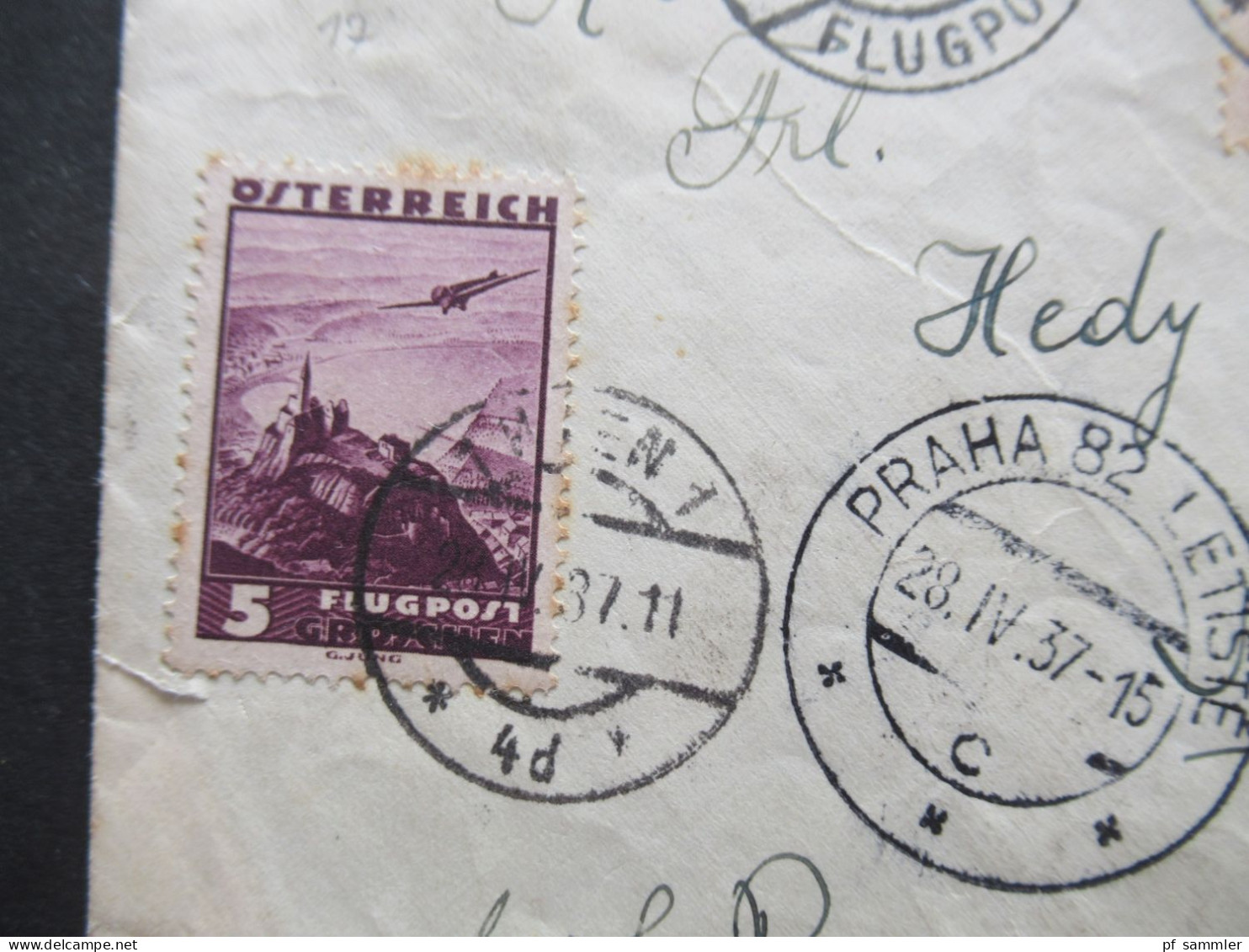 1937 Österreich Mit Flugpost 1925 Nr.473 MiF Mit Ausgabe 1935 Wien 1 Flugpost Nach Niedergrund Elbe  B. Bodenbach CSR - Cartas & Documentos