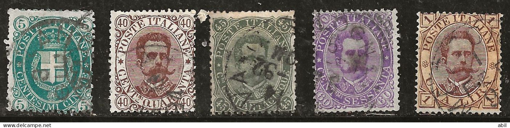 Italie 1889 N°Y.T. ;  40 à 44 Obl. - Used