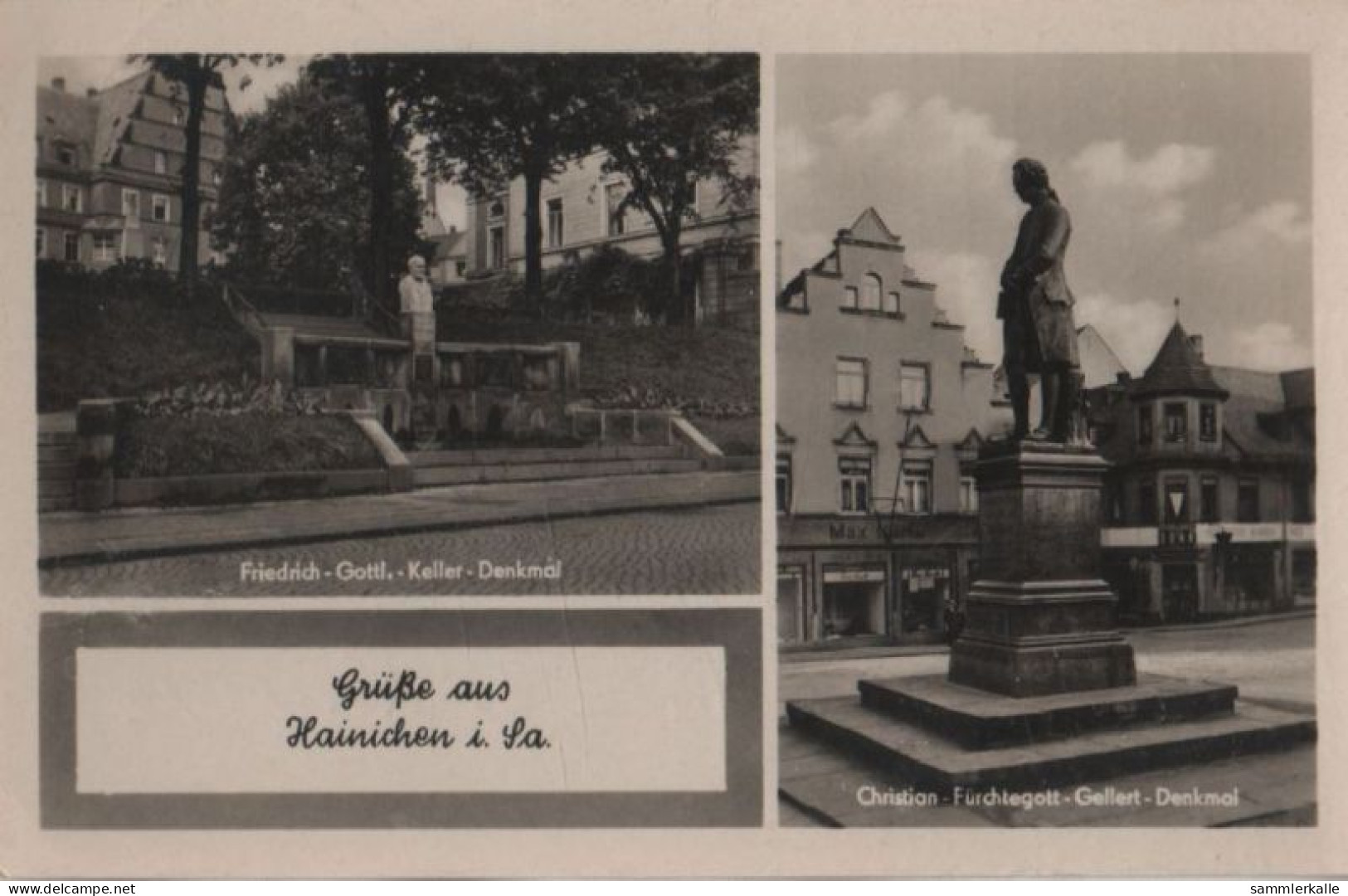 85257 - Hainichen - U.a. Friedrich-Gottl.-Keller-Denkmal - 1955 - Hainichen