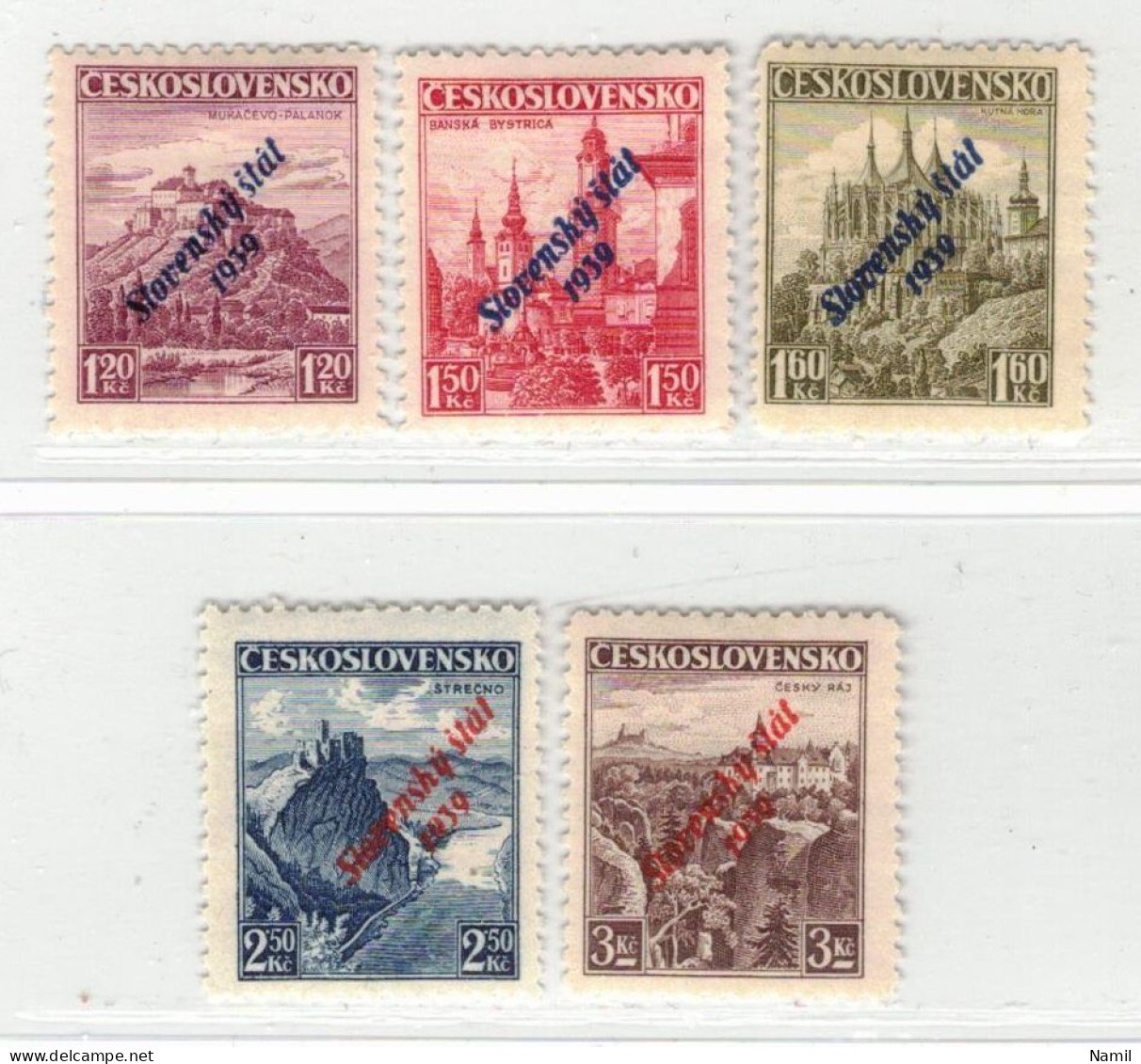 Slovaquie 1939 Mi 13-18 (Yv 12-17), (MH)* Trace De Charniere Propre, - Nuevos