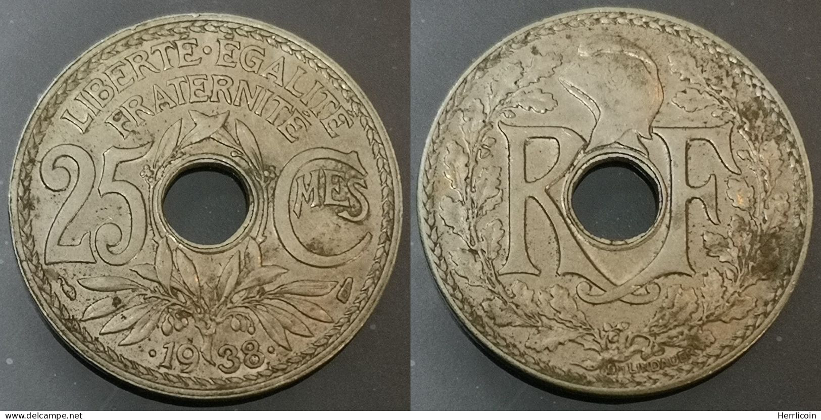 Monnaie France - 1938 - 25 Centimes Lindauer Maillechort - 25 Centimes