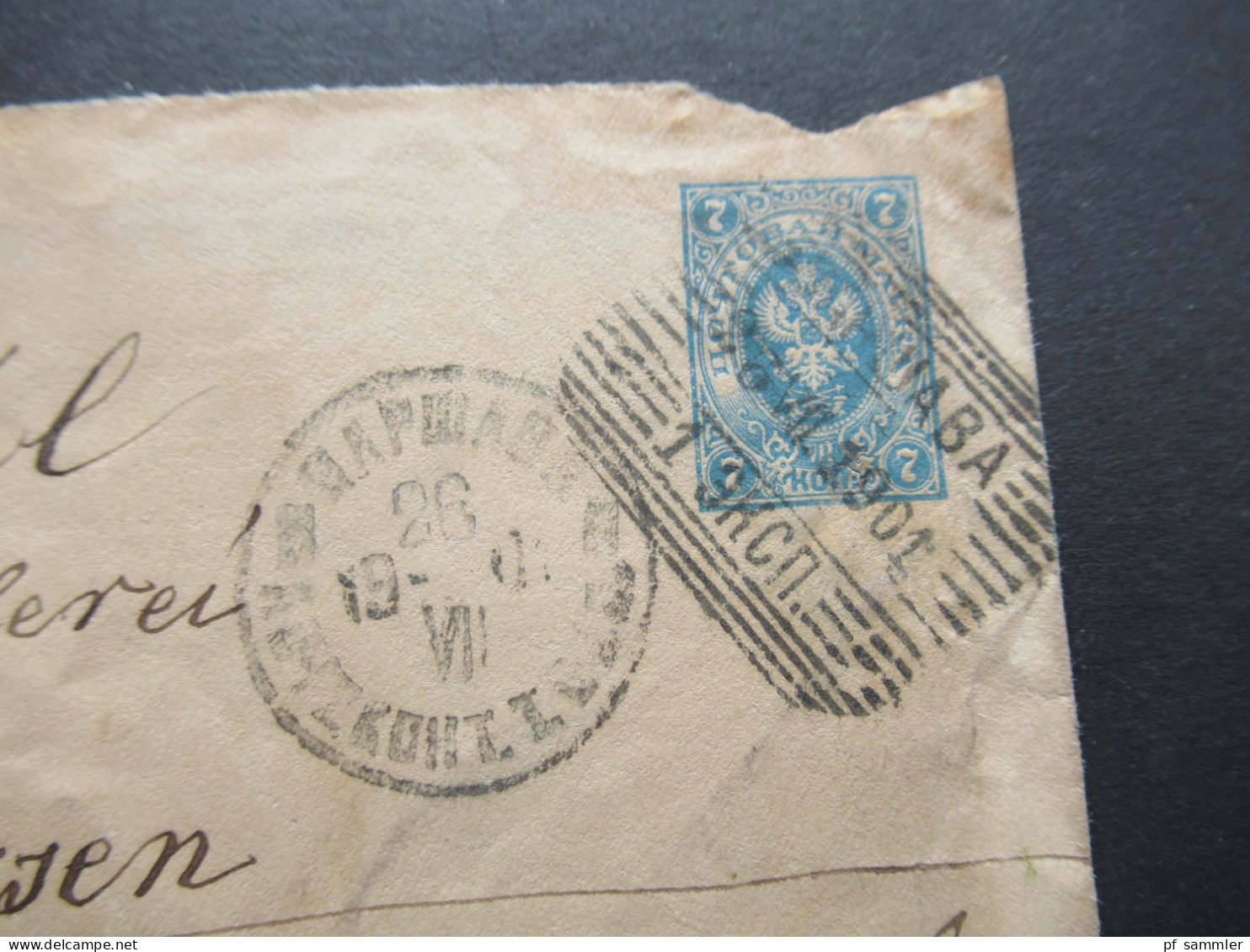 Russland / Polen 1901 GA Umschlag Stempel Bapwaba - Meissen Marke Rückseitig Mit 2x Verschiedener Stempel Meissen 1 / 3 - Storia Postale