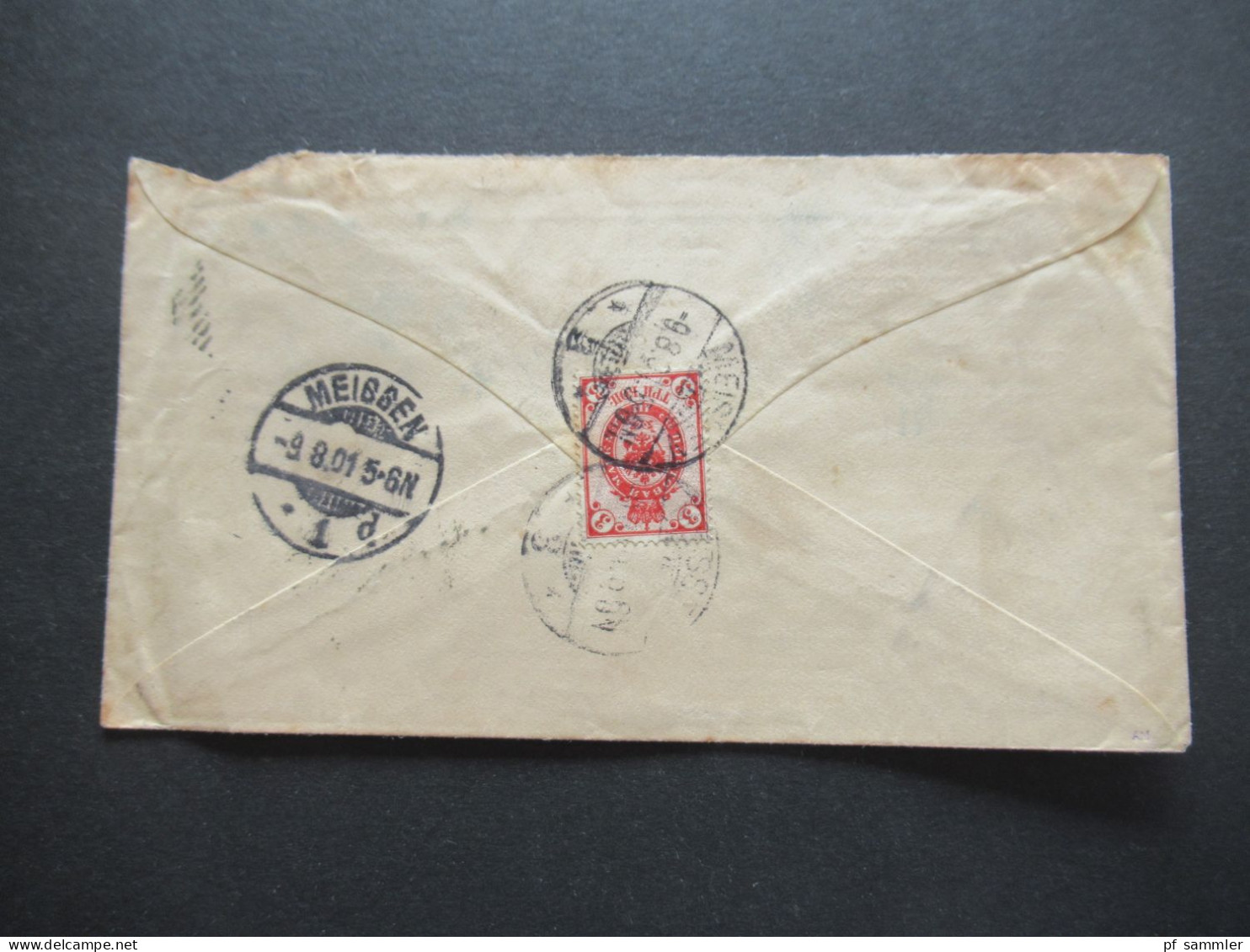 Russland / Polen 1901 GA Umschlag Stempel Bapwaba - Meissen Marke Rückseitig Mit 2x Verschiedener Stempel Meissen 1 / 3 - Covers & Documents