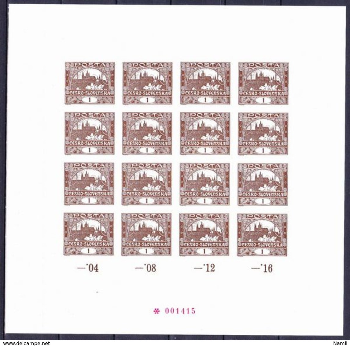 Tchécoslovaquie 1918 Mi 18 (Yv 2) - Annexe à La Monographie 1 / II Plaques D'impression Hradčany - Unused Stamps