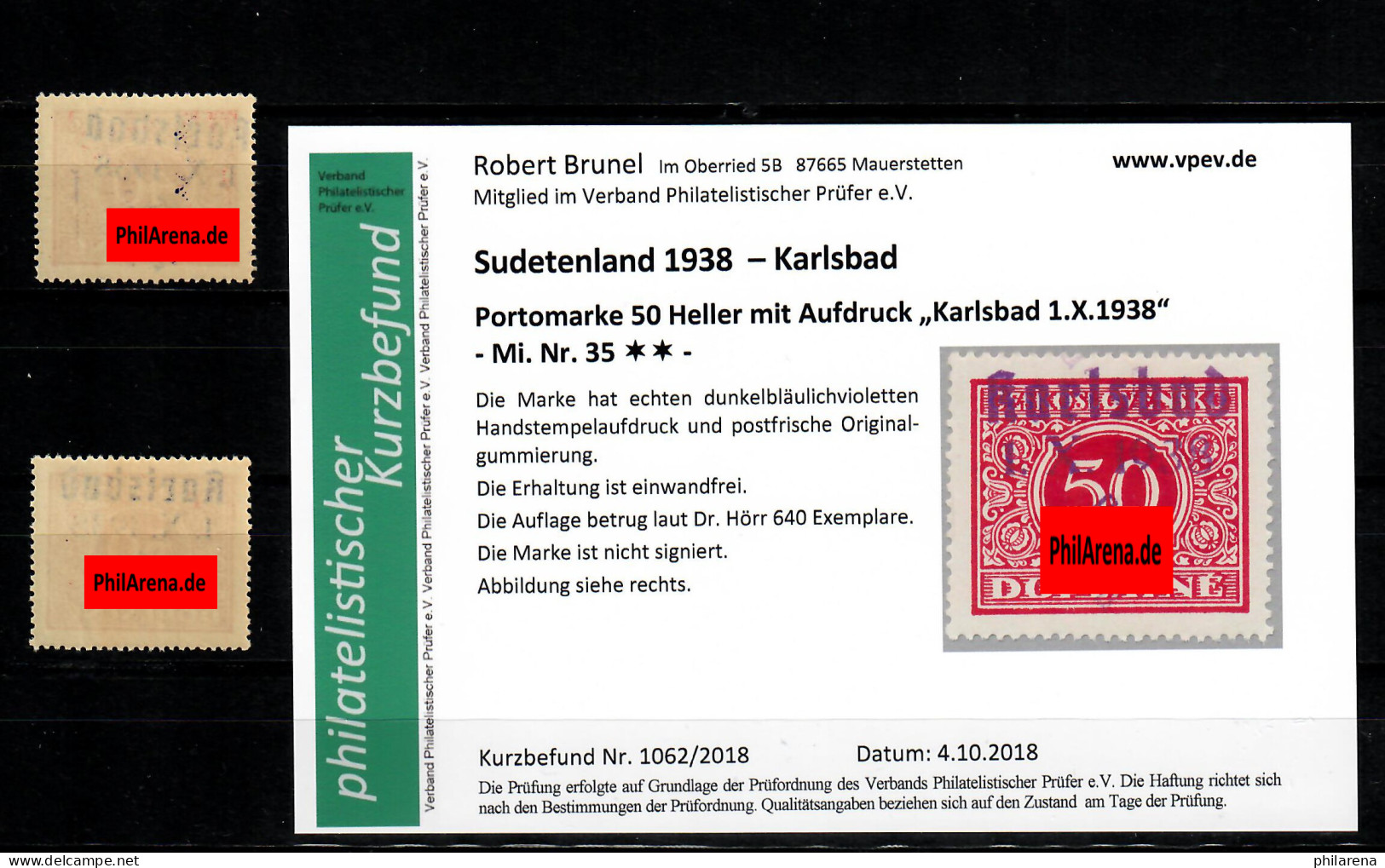 Sudetenland MiNr. 34/35, Postfrisch, **, Auflage 205/640 Stück, Karlsbad - Sudetes