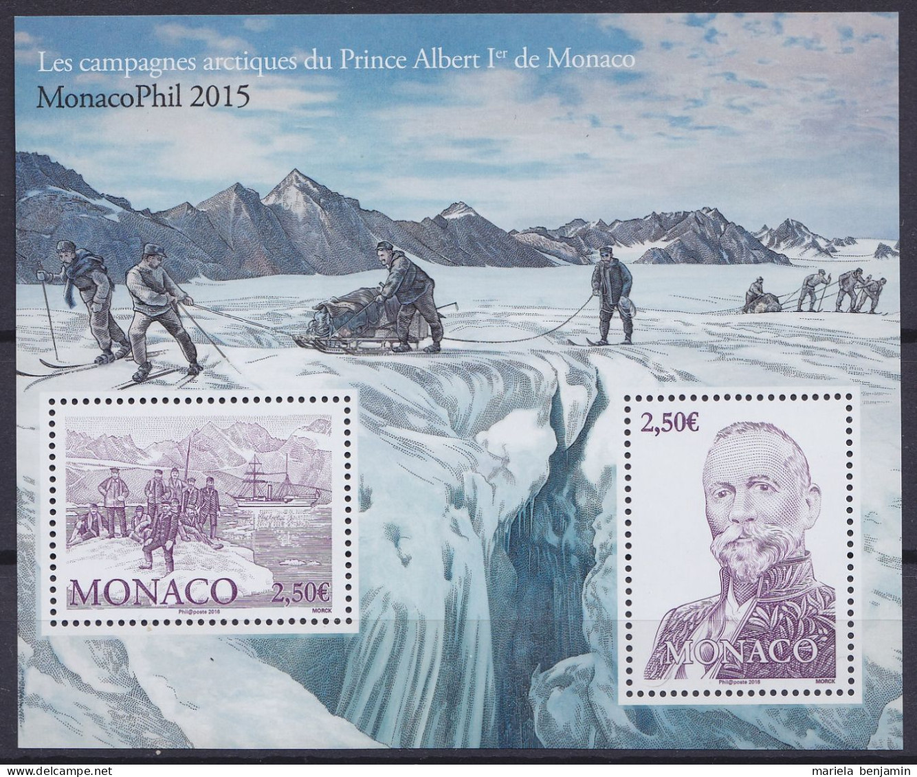 Monaco - F3008 ** Exposition Monacophil 2015 Bloc-feuillet - Les Campagnes Arctiques Du Prince Albert 1e - Arctic Expeditions