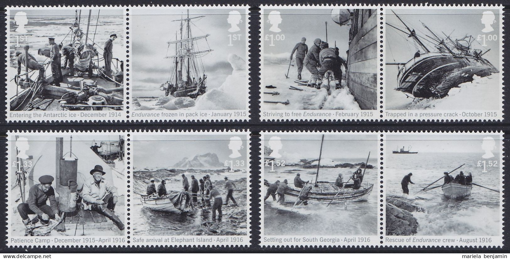 Grande-Bretagne - 4249/56 ** Expédition Shackleton & Endurance 2015 - Explorateurs & Célébrités Polaires