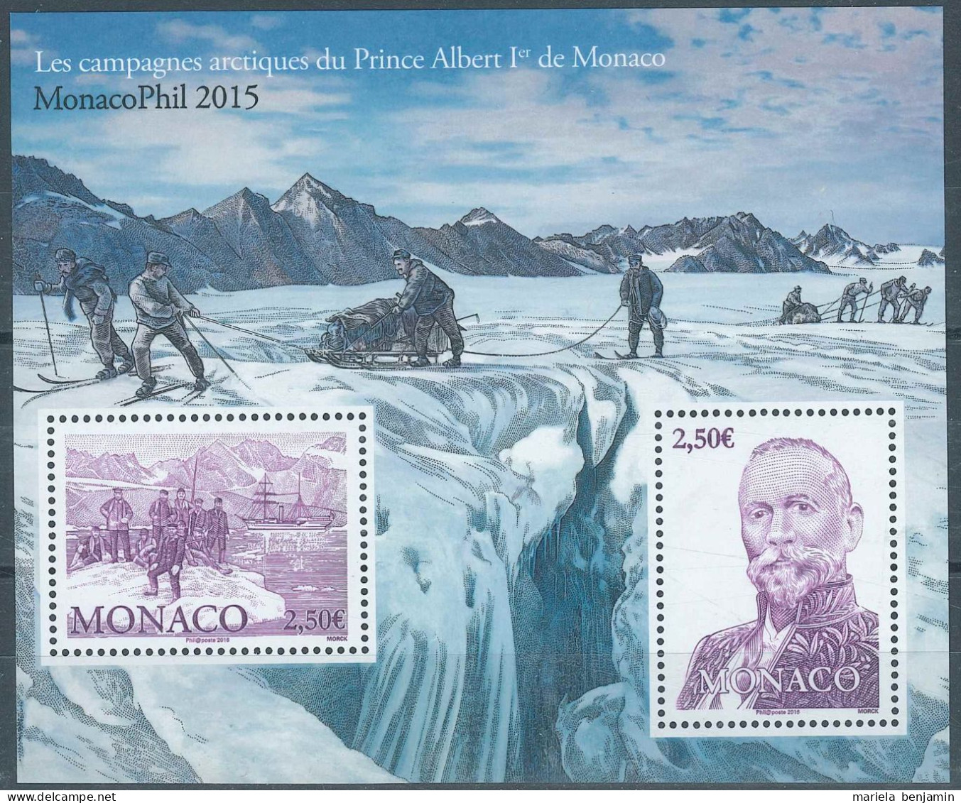 Monaco - F3008 ** Exposition Monacophil 2015 Bloc-feuillet - Les Campagnes Arctiques Du Prince Albert 1e - Polar Explorers & Famous People